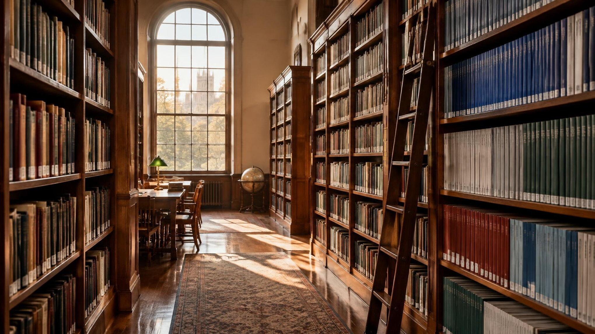 Library shelves filled with books and archive material